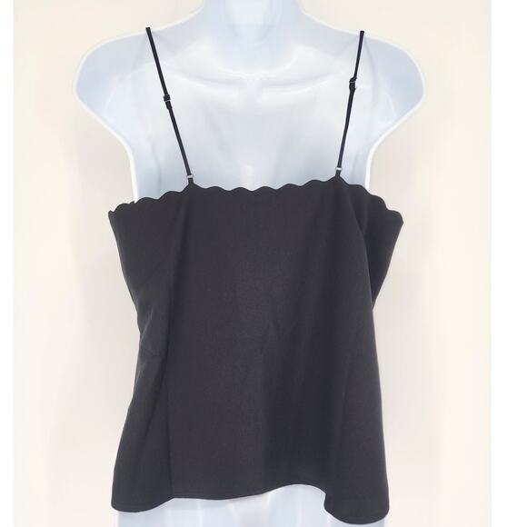 J.Crew Factory Scalloped Black Camisole Top Women’s Size 6 - Picture 3 of 7